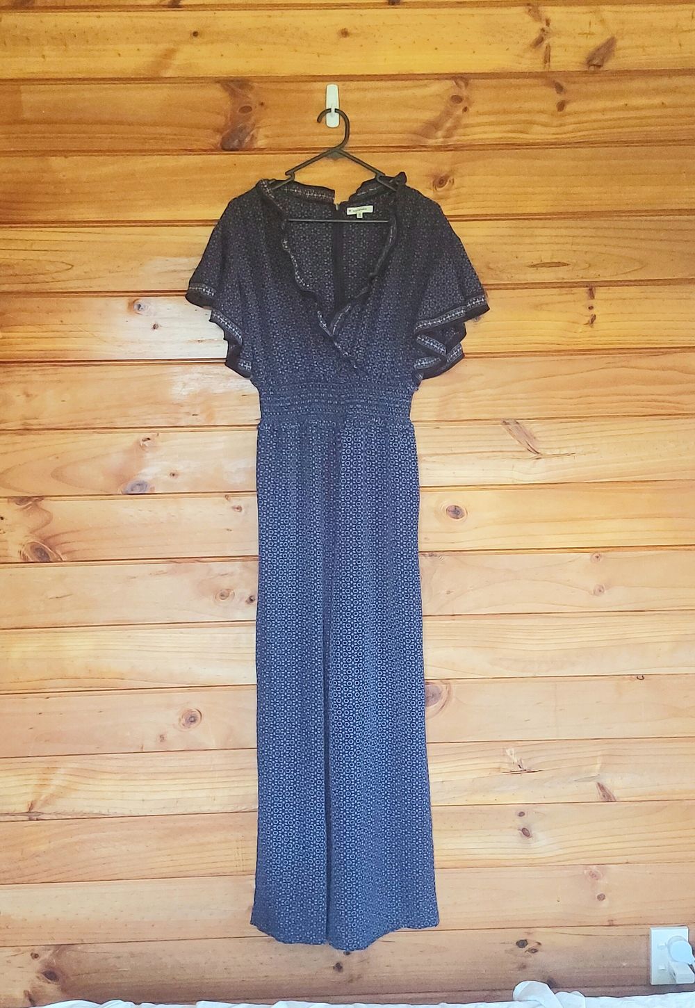 blue folk boho jumpsuit