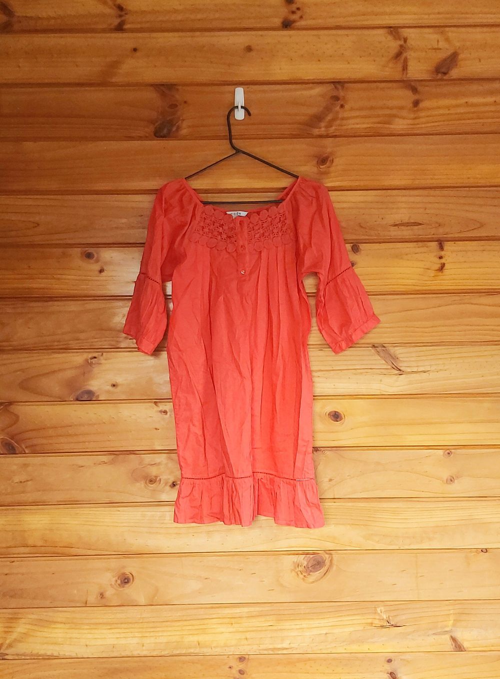 orange cottage core cotton dress