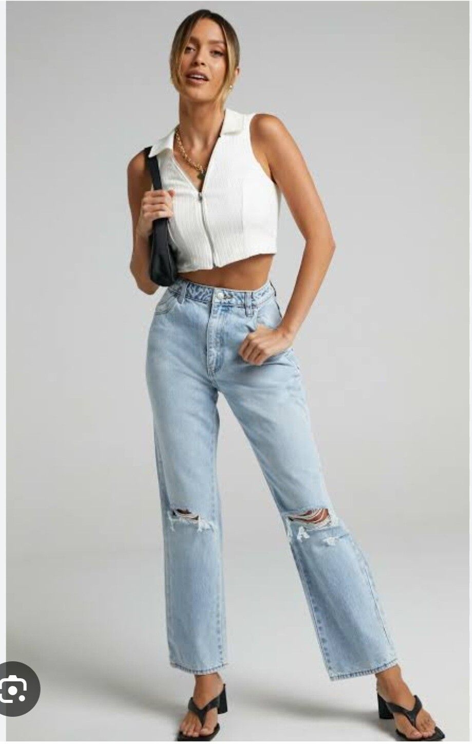 DARK GREY original high waist straight jeans