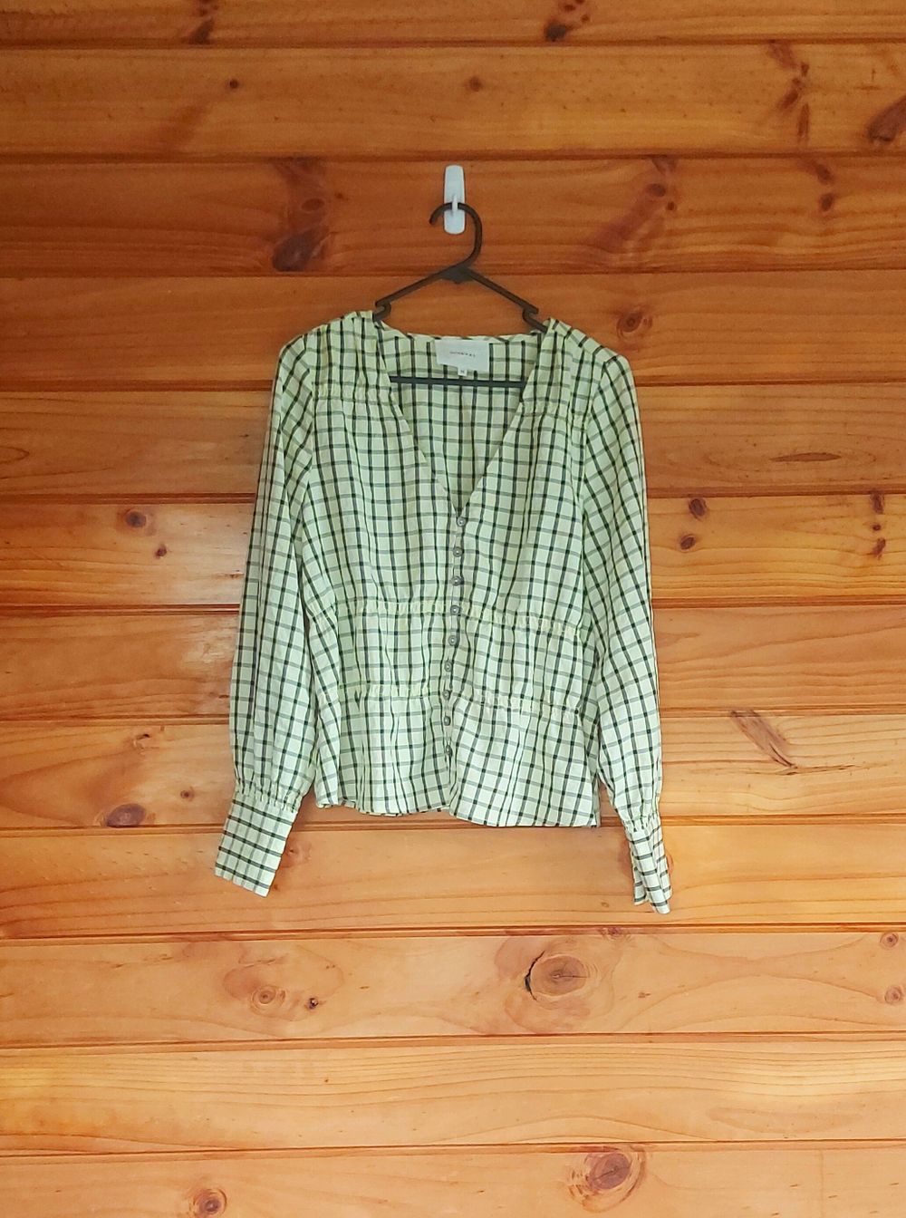yellow and black check blouse