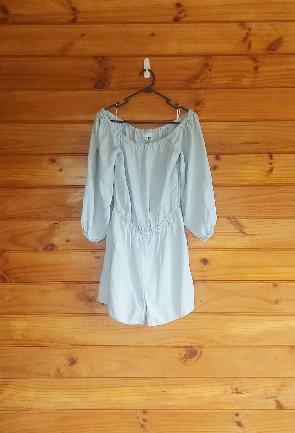 off the shoulder chambray playsuit