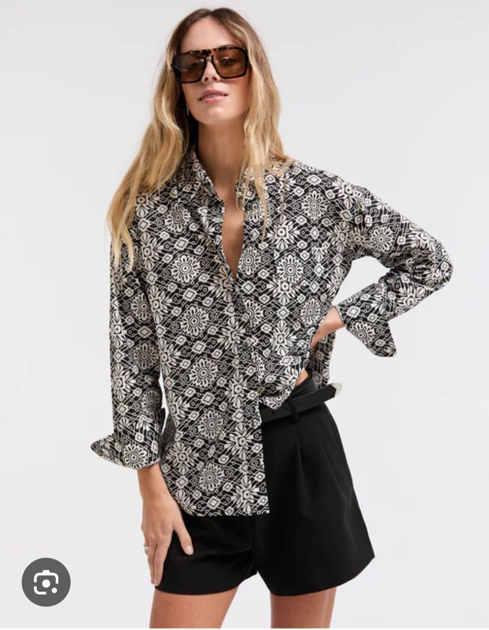 black & white paisley shirt