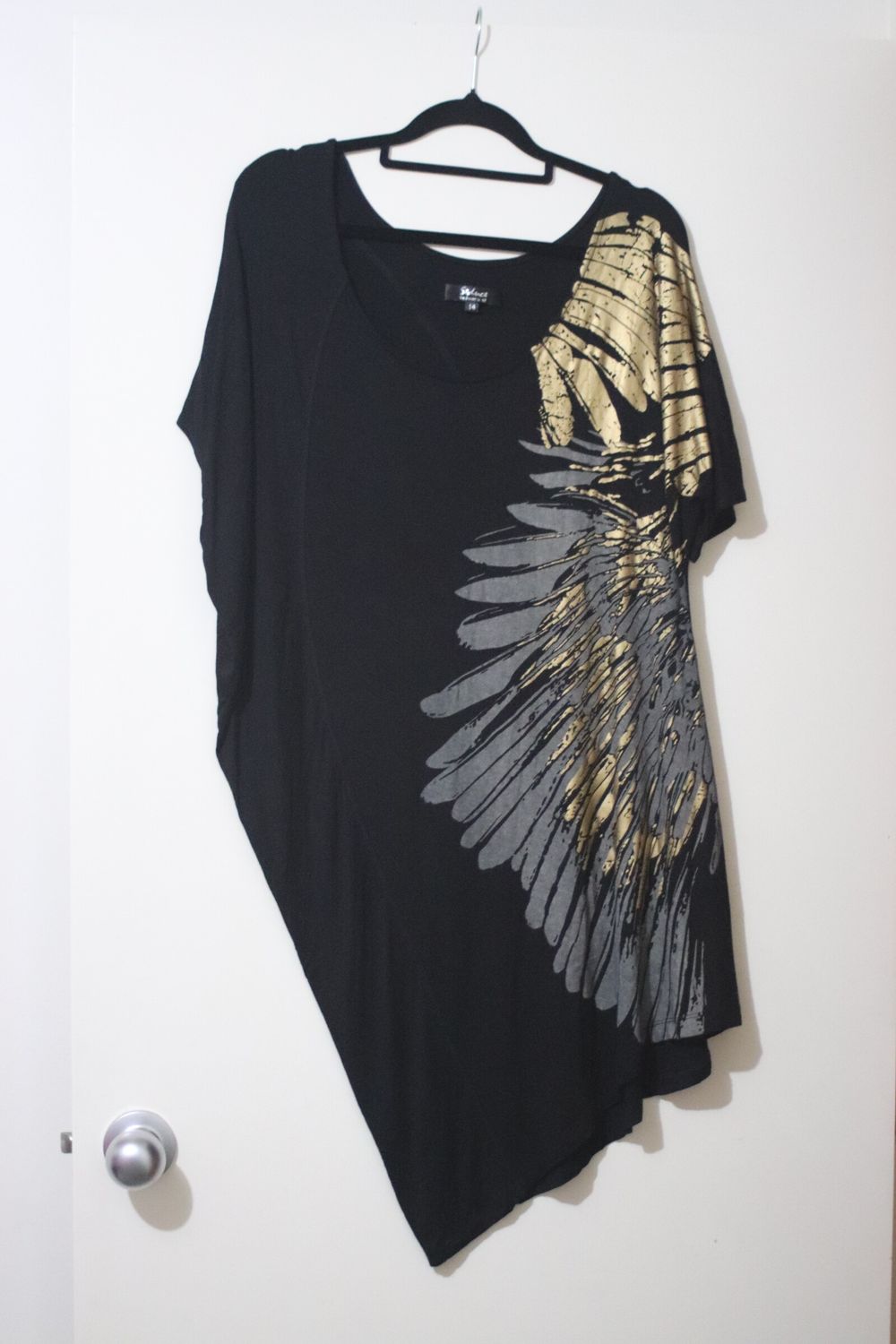Seduce Black Top with Silver/Golden Feathers