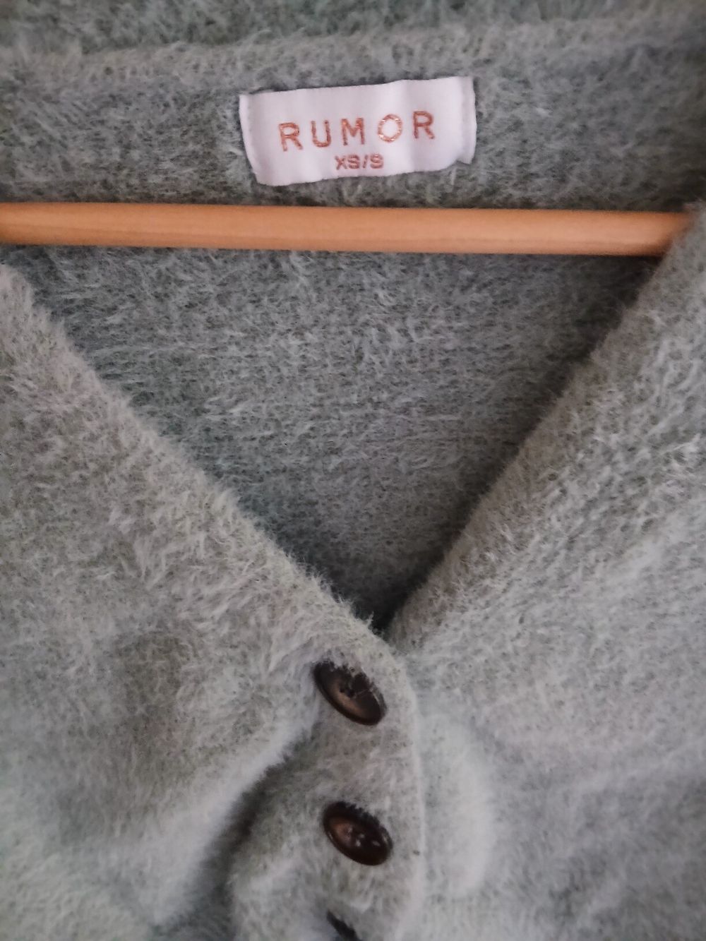 Rumor Green Fuzzy Cropped Cardigan