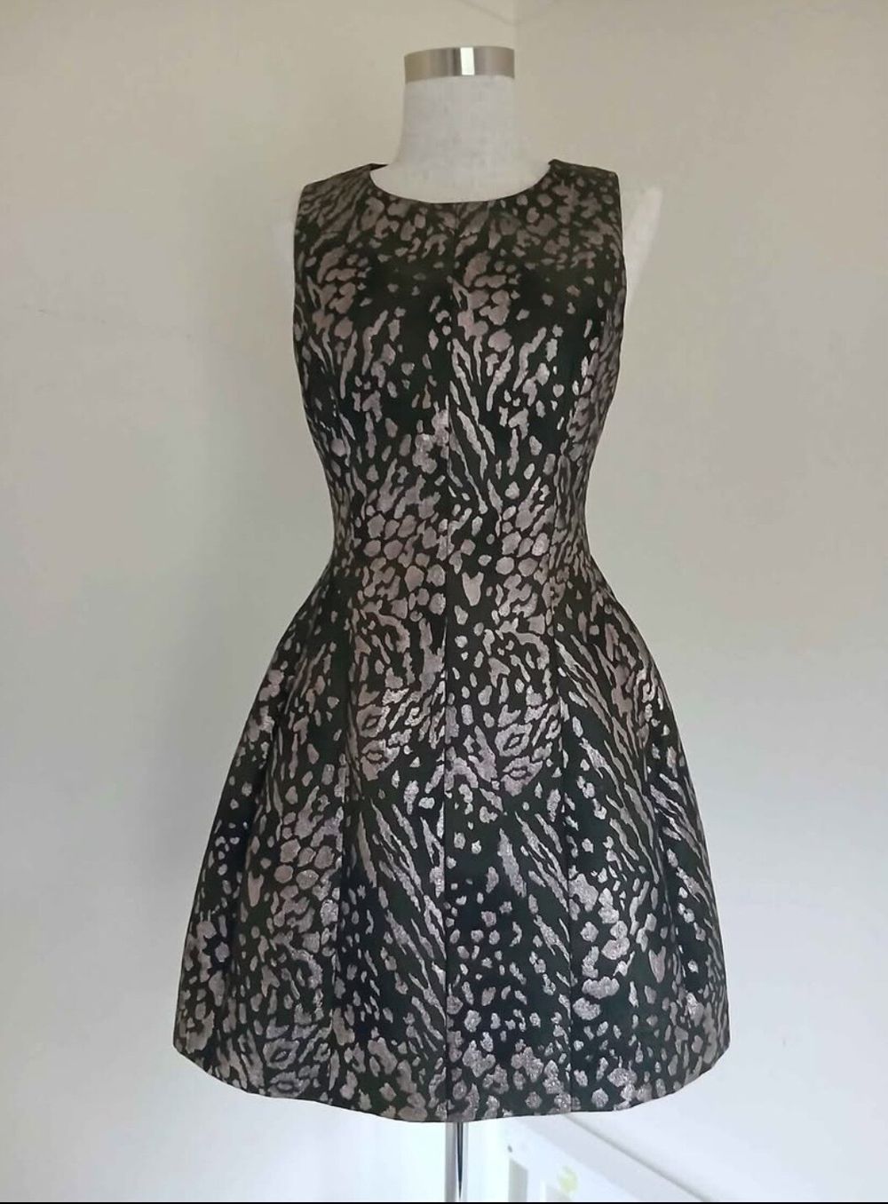 RUBY Dark Green and Silver Metallic Dress