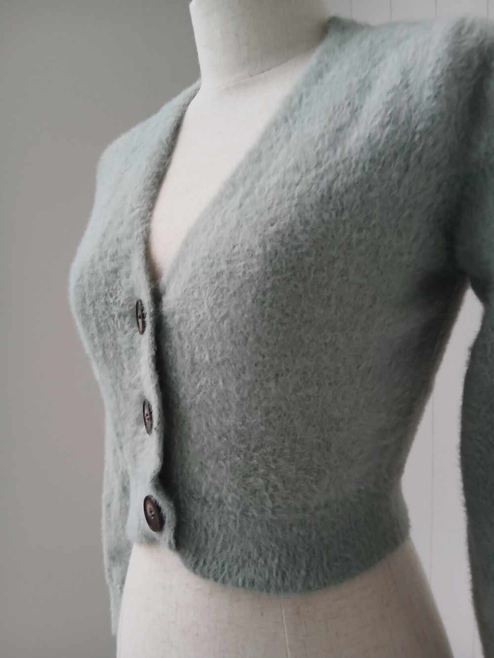 Rumor Green Fuzzy Cardigan