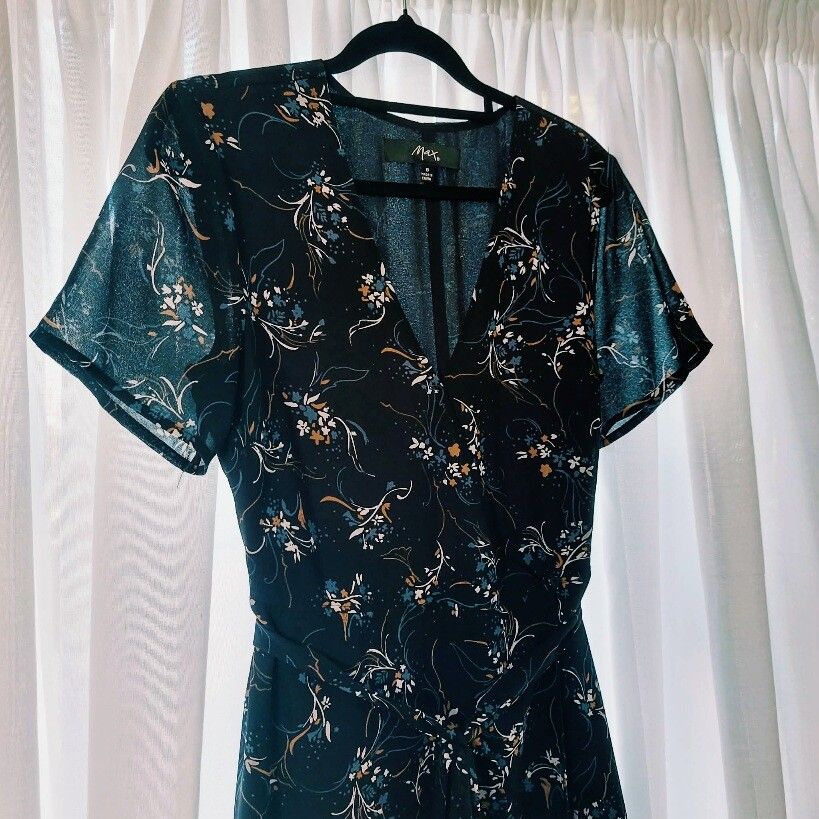 MAX Black Floral Wrap Mini Dress