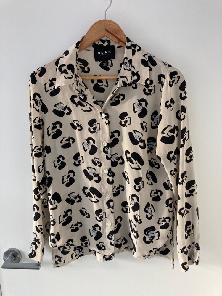 Blak Luxe Beige Black Print Shirt