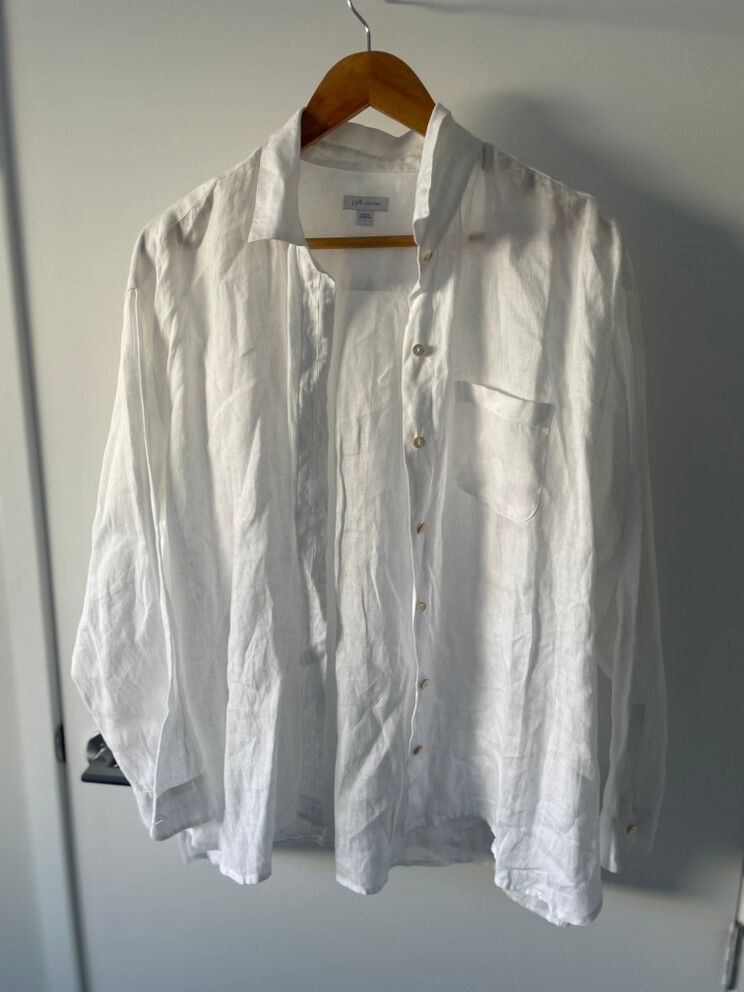 J.jill White Linen Long Sleeve Shirt - 100% linen