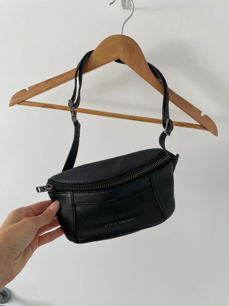 Status Anxiety Black Leather Belt Bum Bag