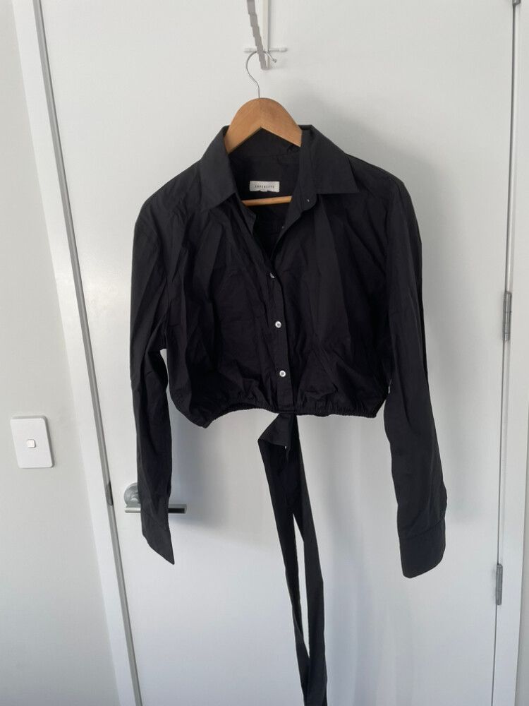 Superette Black Cropped Longsleeve shirt size 12