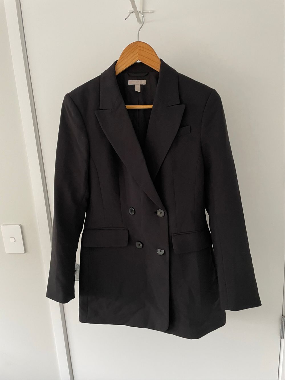 H&M Black Double Breasted Oversized Blazer size S
