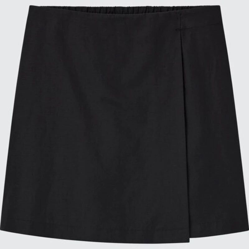 Uniqlo Black Wrap Skort | Short Skirt Linen Blend | size xl