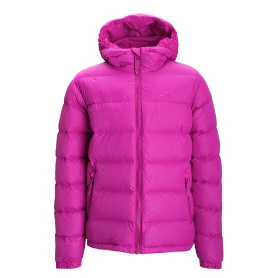 Macpac Kids' Halo Hooded Down Jacket in Festival Fuchsia, size 14