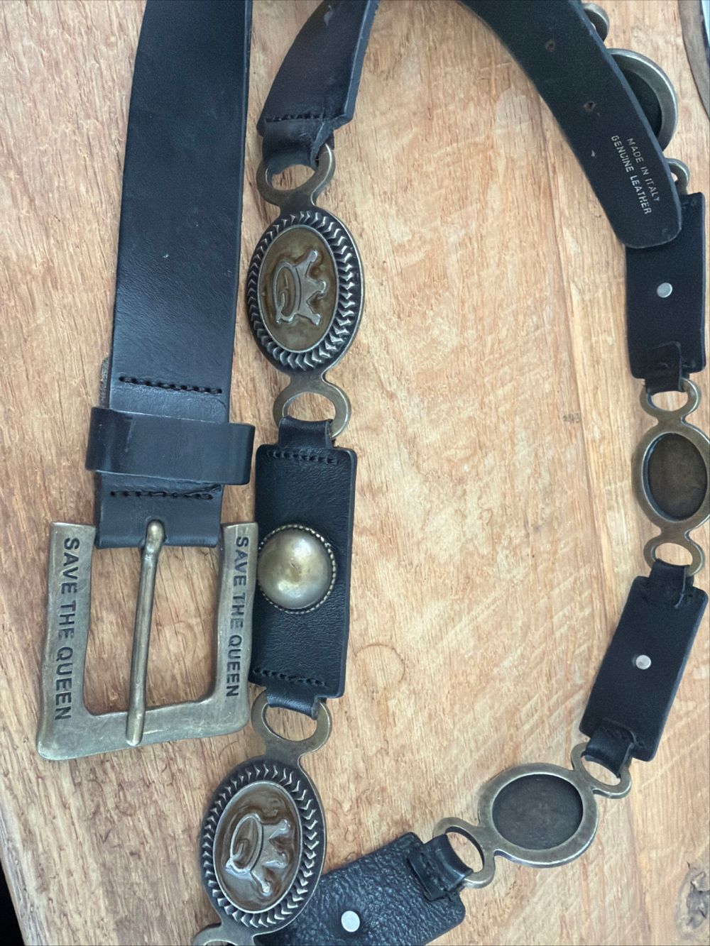 Save The Queen Italian Black Leather Belt