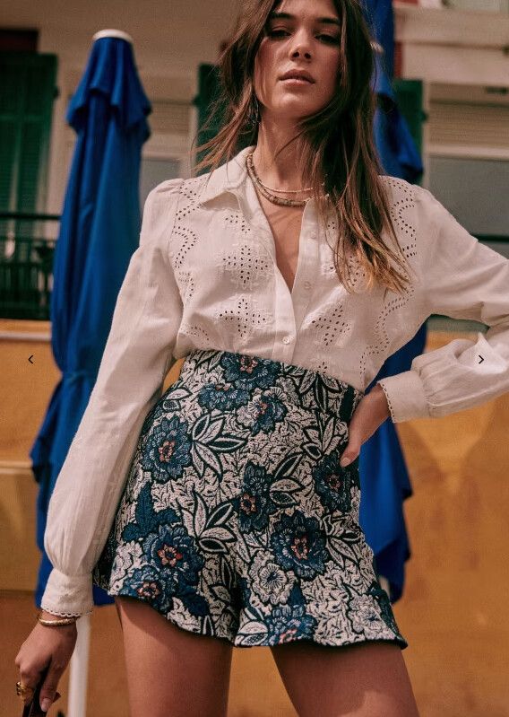 Sezane Blue Floral Shorts