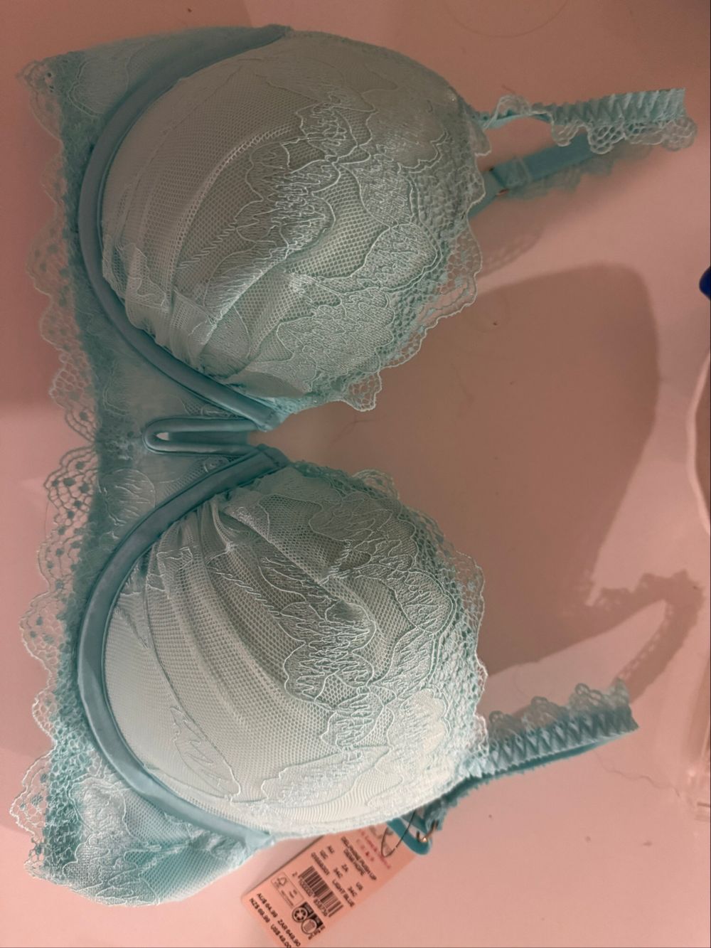 Bras N Things Light Blue Lace Push Up Bra