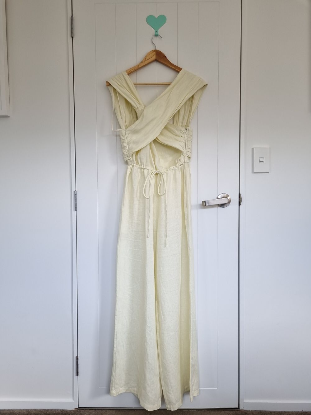 Marle 100% linen butter yellow jumpsuit