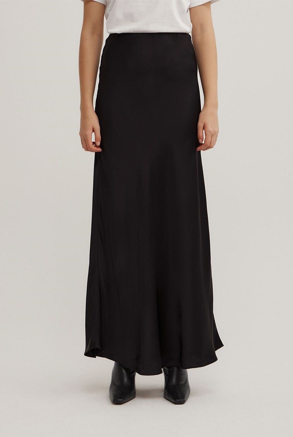 Satin bias slip skirt