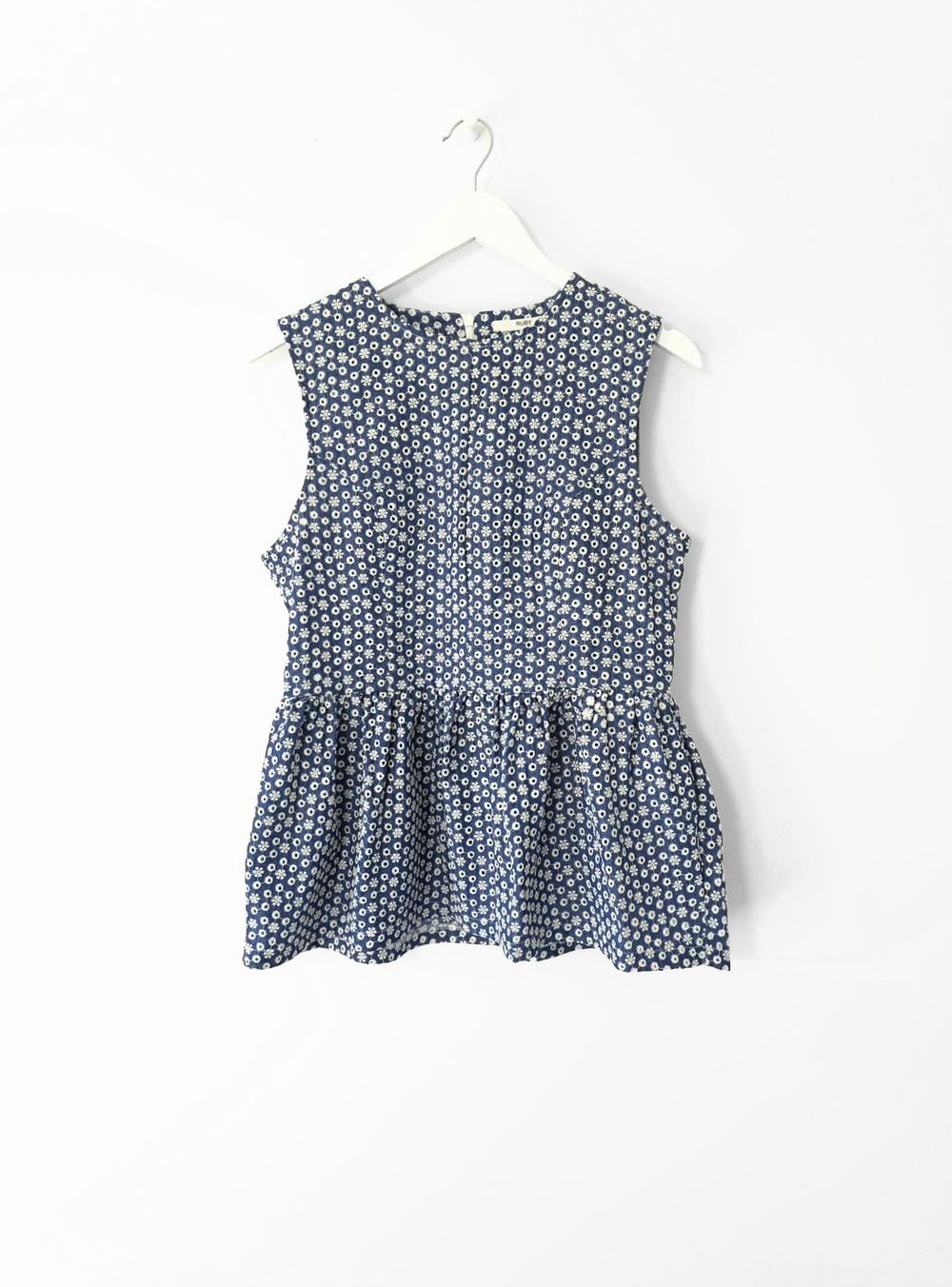 RUBY embroidered top | Sz 14 | Blue/white