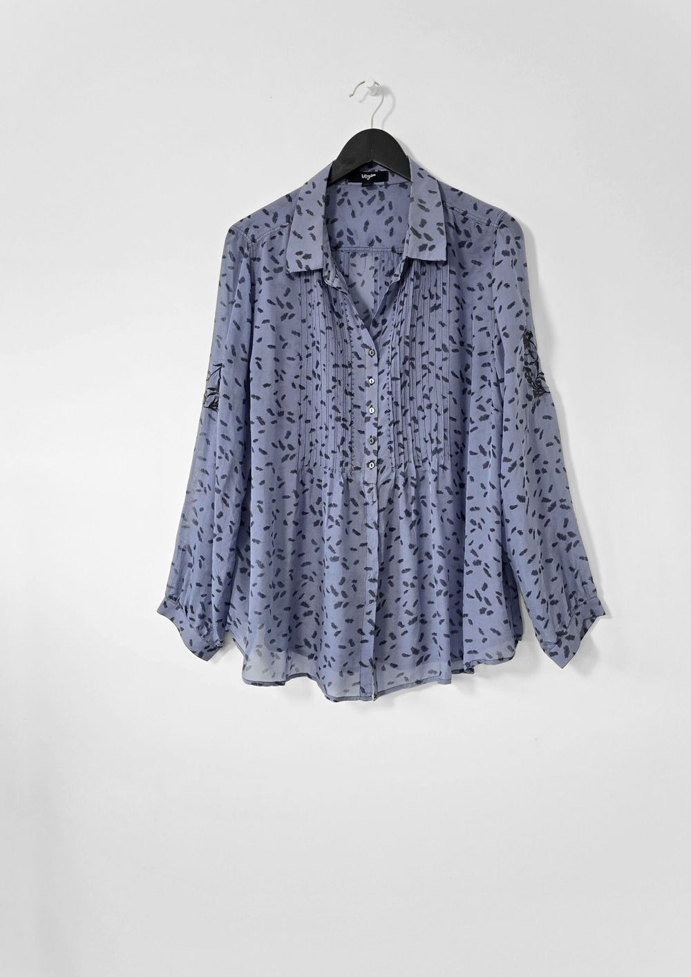 VERGE designer top/blouse | 100% silk | Blue | Sz XL/16
