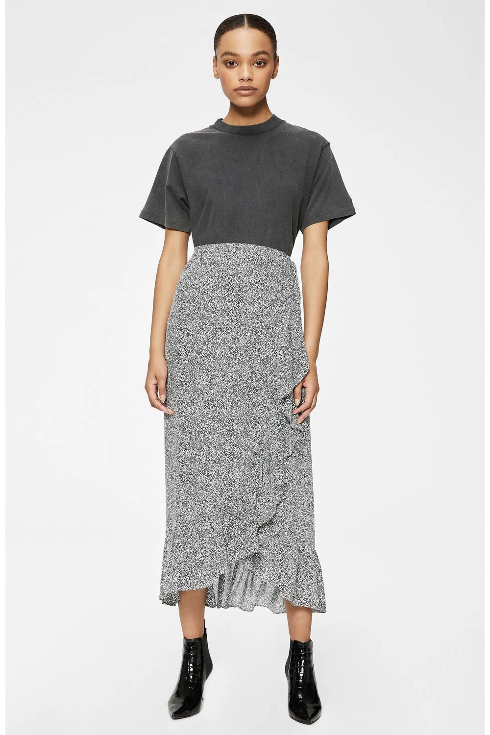 ANINE BING 'Lucky Wrap Midi' skirt | Black/white | Sz S