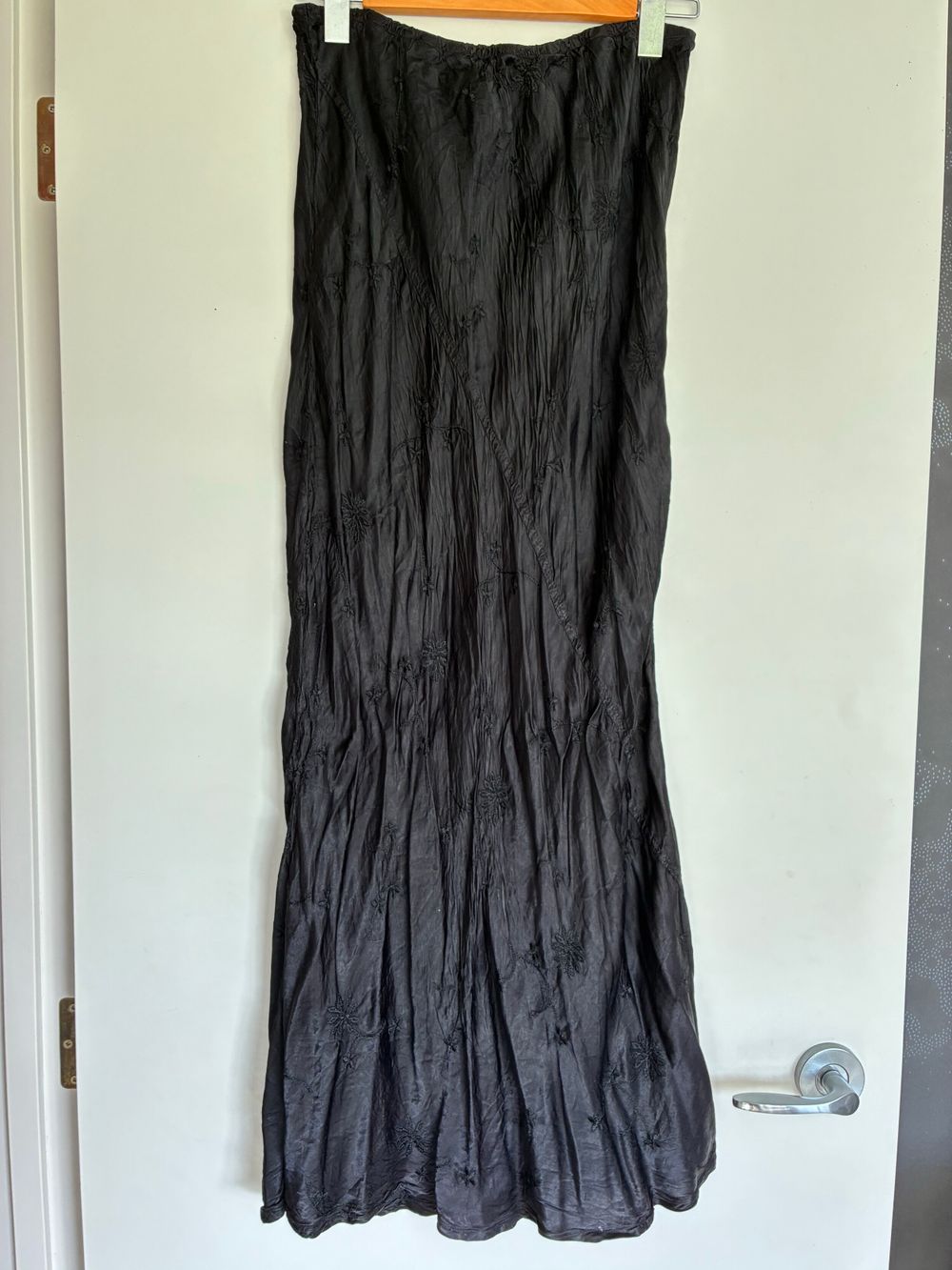 Vintage Jean Jones Black Embroidered Maxi Skirt