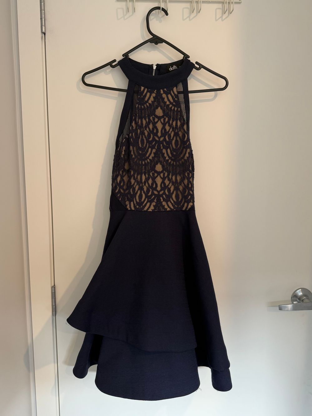 chinese dress ladies Black Lace Short Sleeve Dotted Mesh Dress – Petite Marguerite main image 0