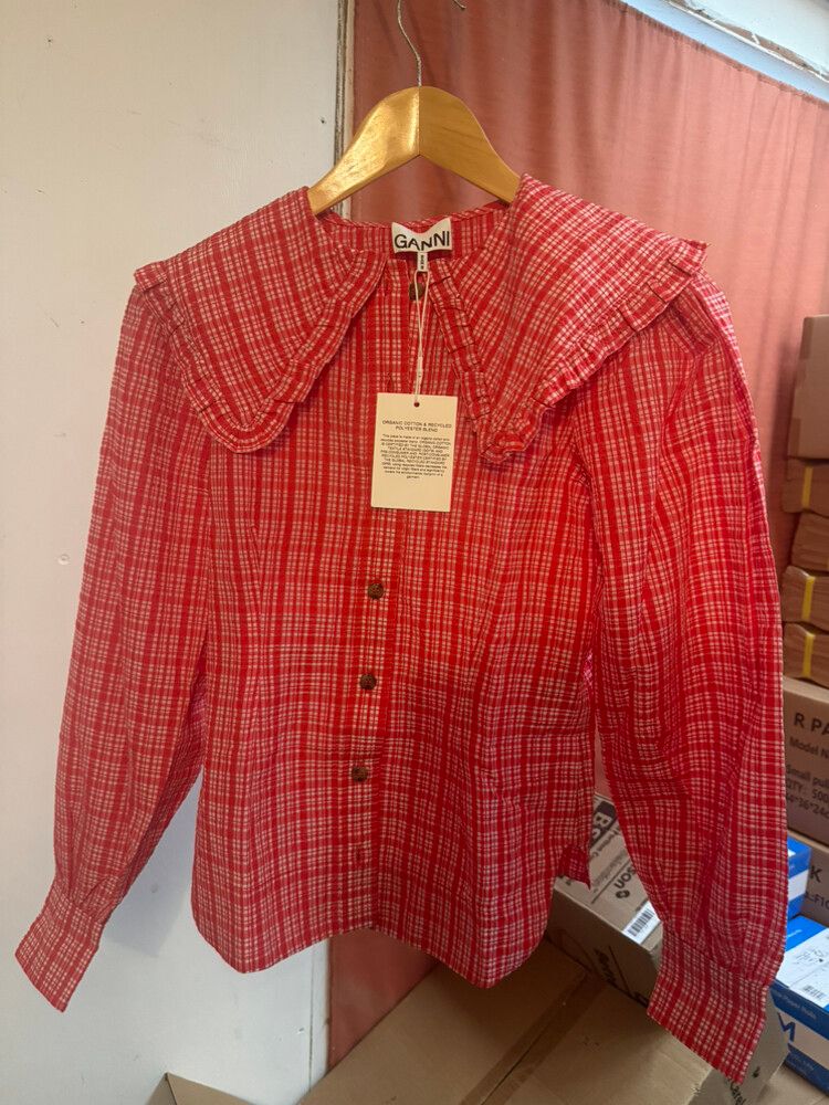 GANNI Red Check Shirt
