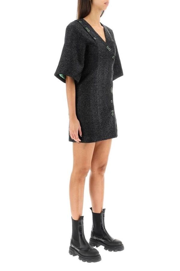 GANNI Black Tweed Mini Dress