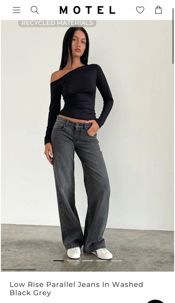 Motel Rocks Low Rise Parallel Jeans In Washed Black Grey
