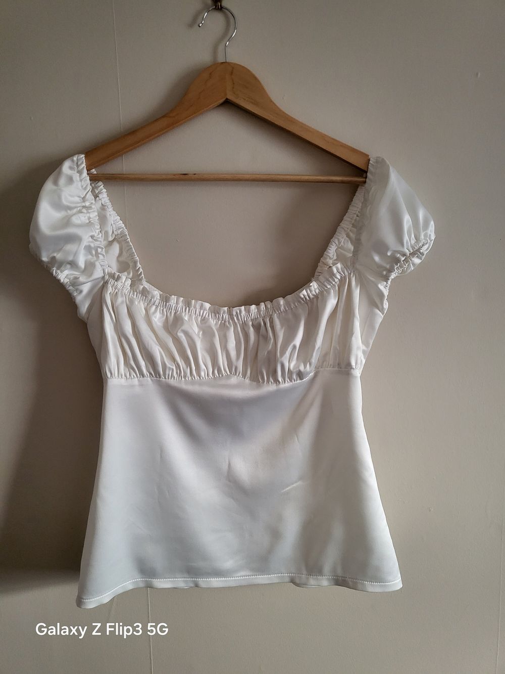 Kitten D'Amour Ivory Satin Milkmaid top size 10
