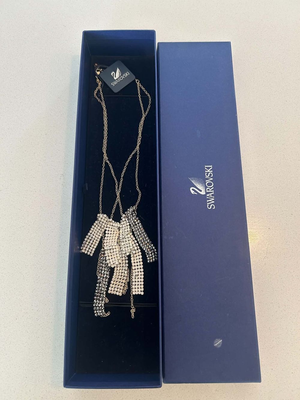 Swarovski Gold-Plated Excess Crystal Mesh Necklace.