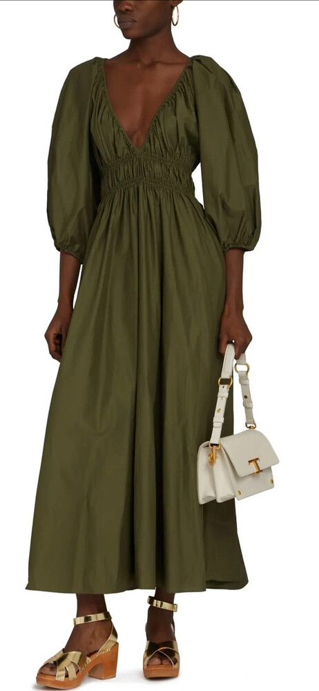 matteau green shirred maxi dress Matteau Empire Pintuck Bodice Dress main image 1