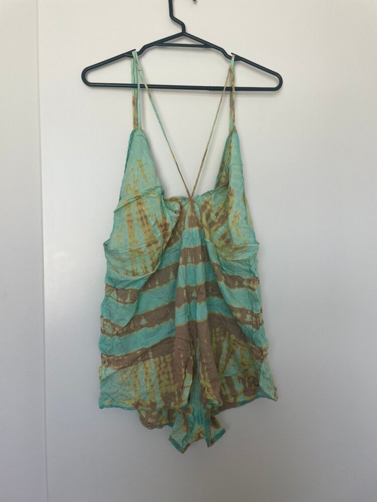 NEW ASOS Mint Green Brown Boho Tie-dye Playsuit
