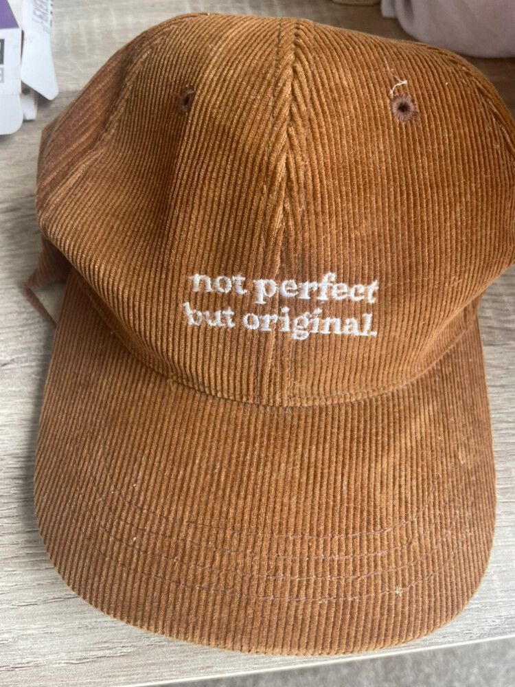 GRAPH COFFEE CO Corduroy Embroidered ‘Not perfect, but original’ Brown Hat