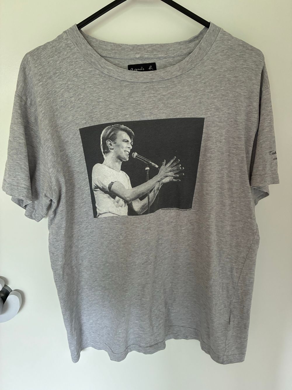 Agnes B. - David Bowie Grey Graphic T-Shirt on Designer Wardrobe