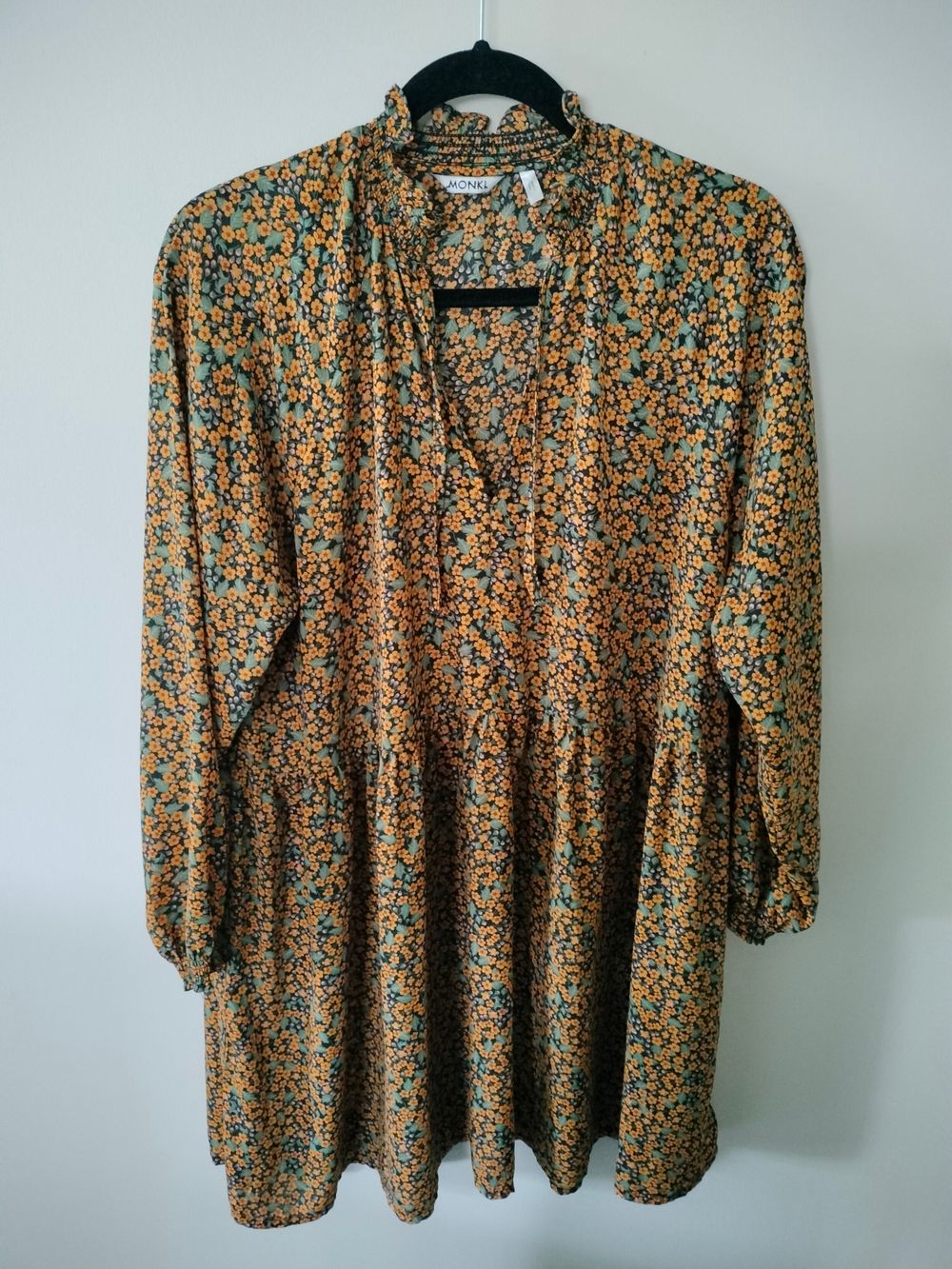Monki Yellow Floral Smock Dress