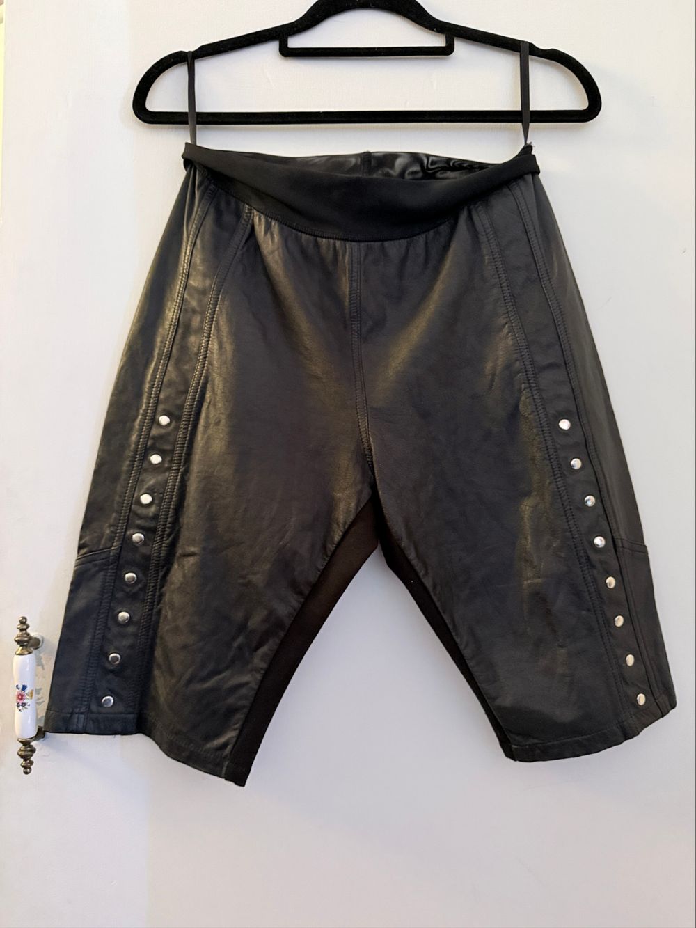Black Faux Leather Biker Shorts