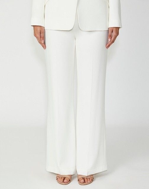 Anthea Crawford white wide leg pants with side zipper