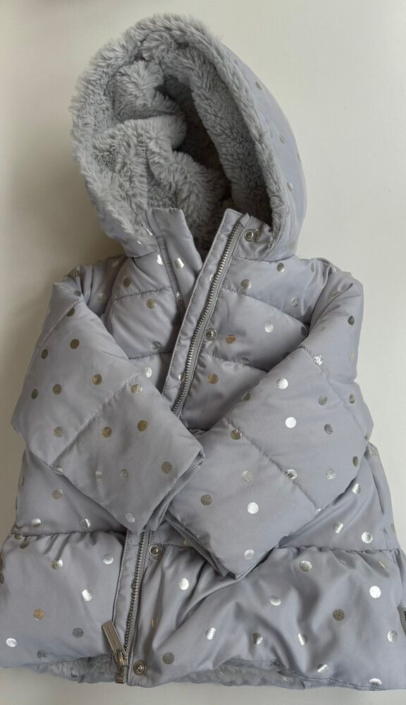 Country Road Fur Lined Polka Dot Puffer Jacket
