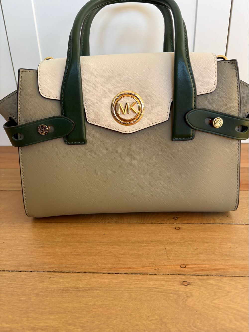 Michael Kors Green Beige Saffiano Tote
