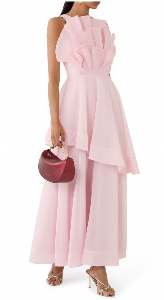 Aje Pink Tiered Maxi  gown Dress