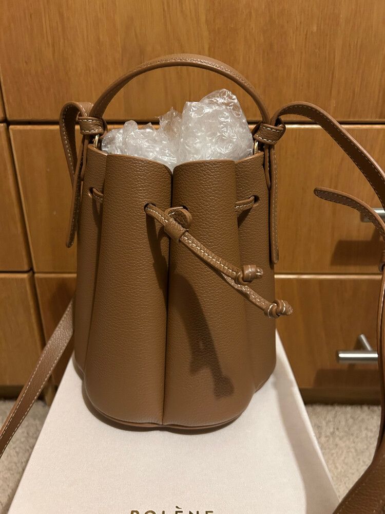 Polene Mini Huit Bucket Bag In Textured Camel