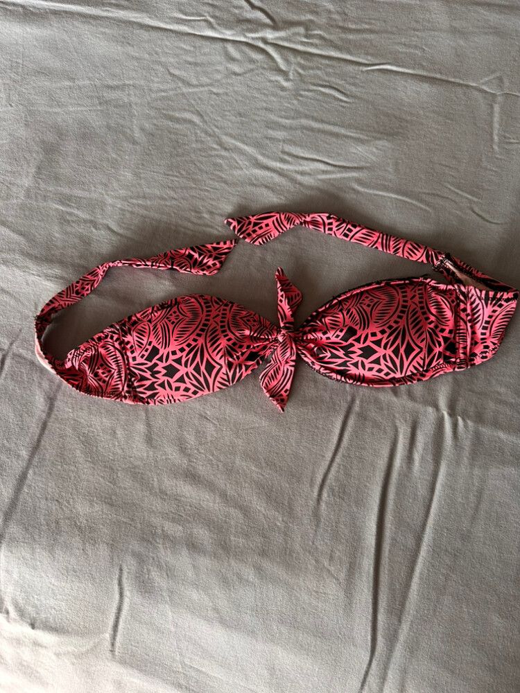 Maison Scotch Bandeau Bikini Top – Pink & Black Print size XS