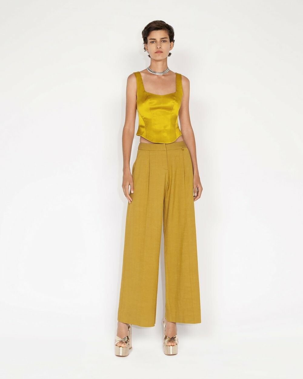 Golden Wide Leg Pants