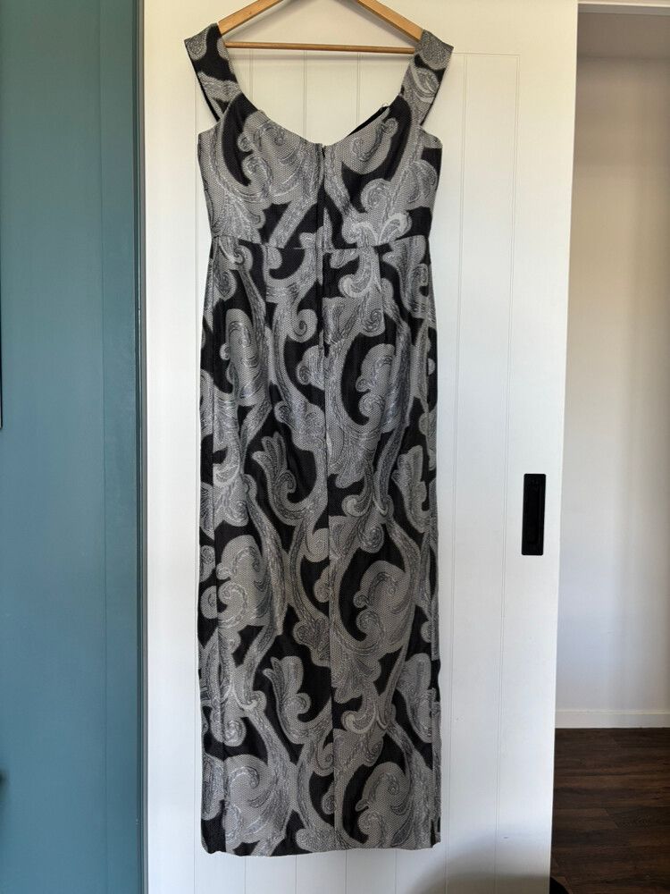 Romance Black Silver Maxi Dress Size 14
