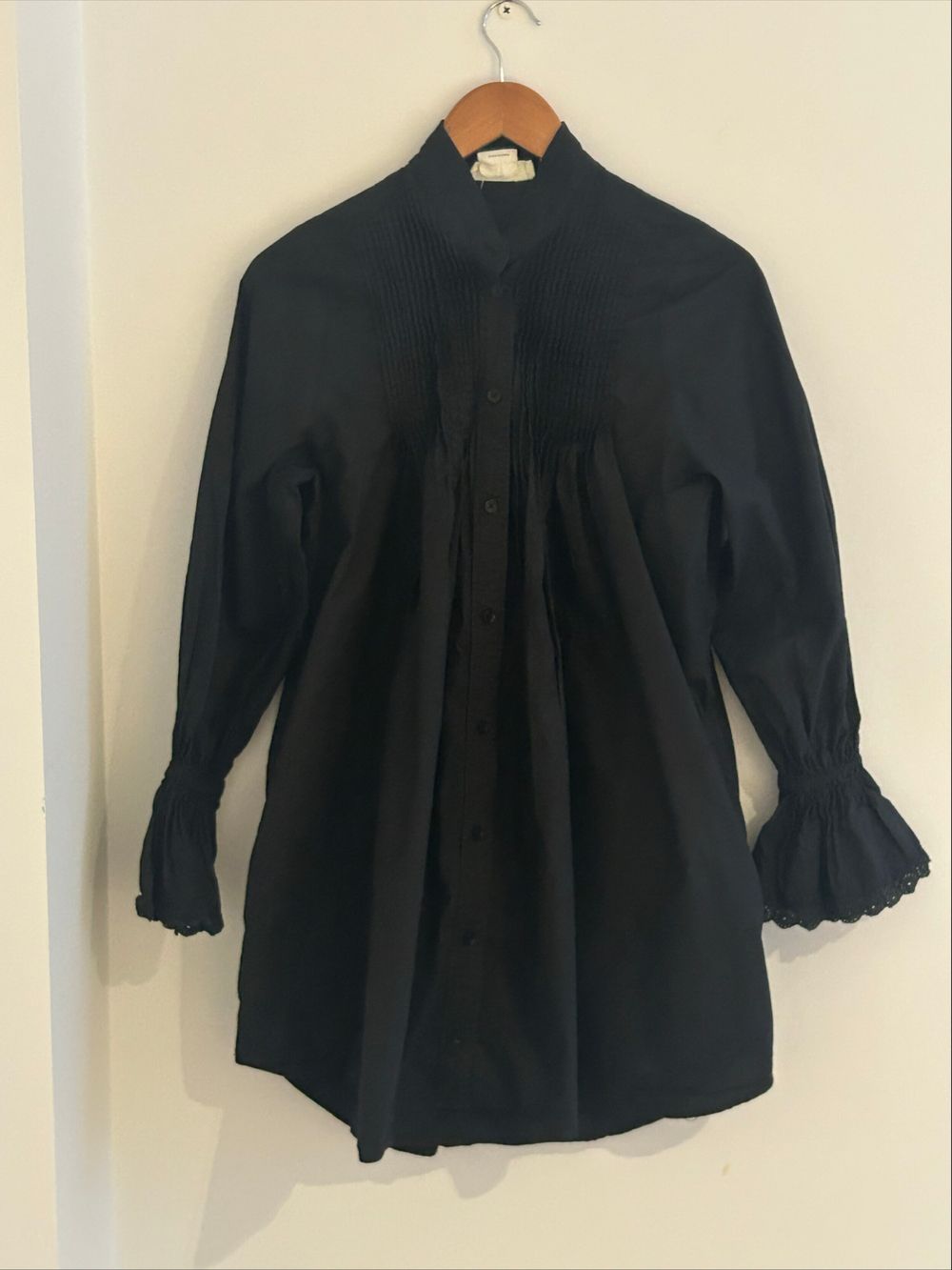 Black Pleated Shirt Dress