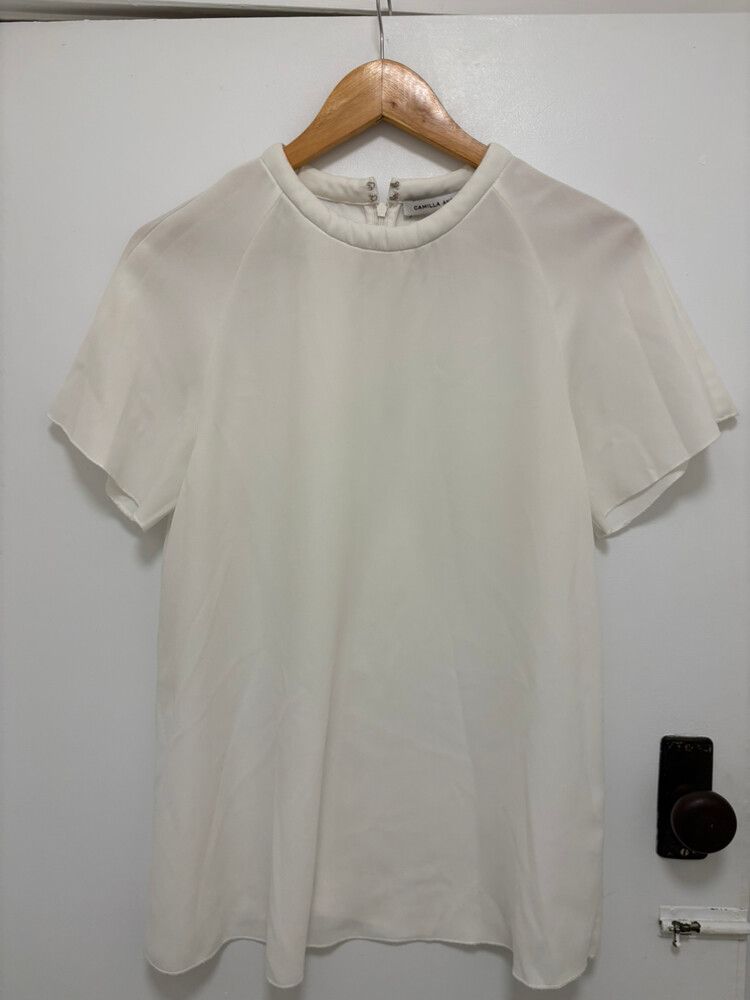Slightly Sheer White T-shirt Blouse