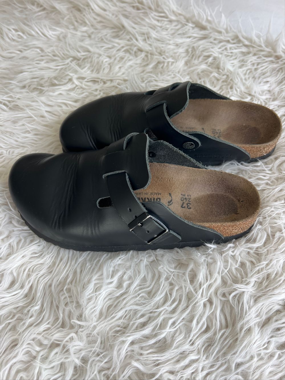 Birkenstock Black Leather Clogs
